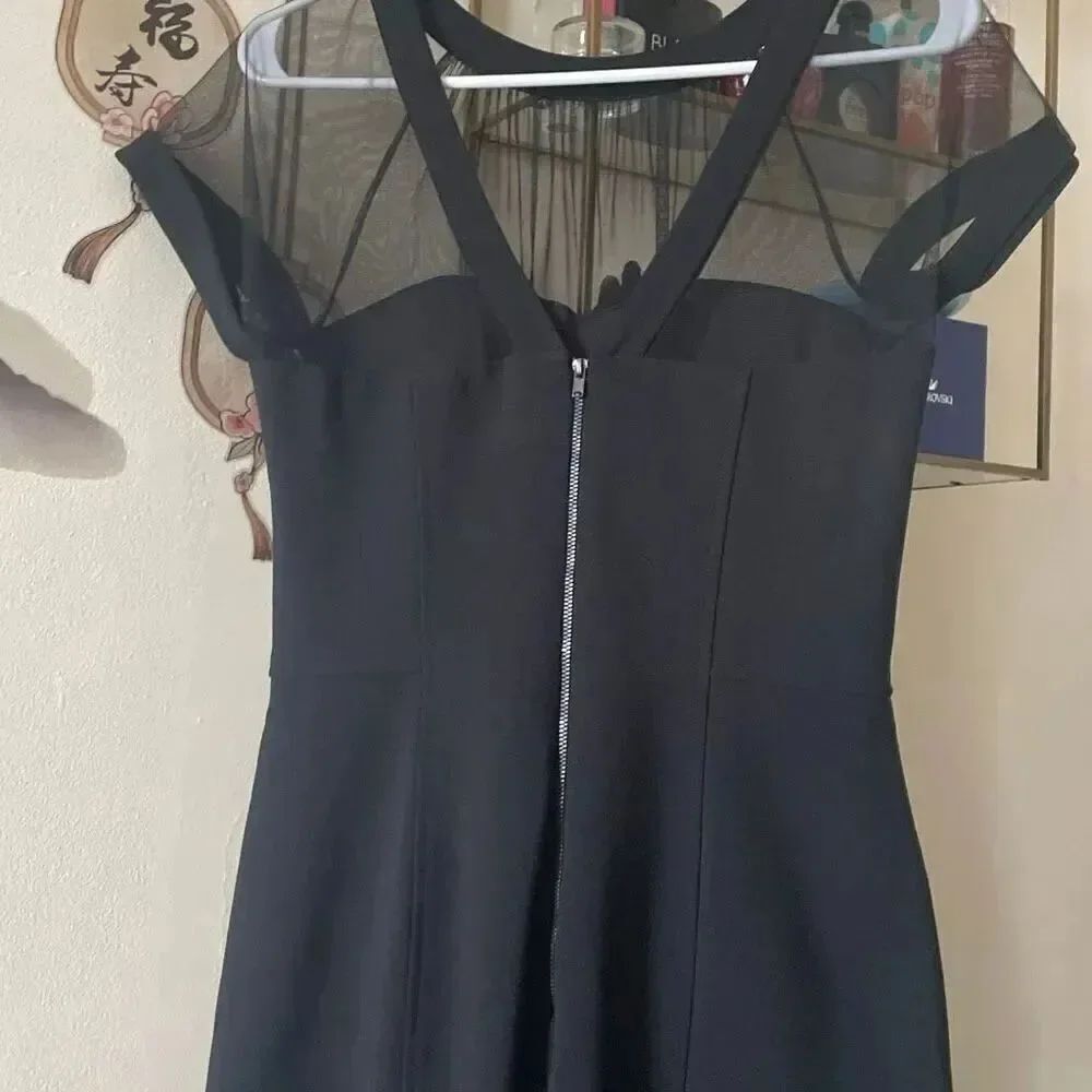 Nordstrom Maggy London classy sheer illusion bodycon black midi dress size 8 - Picture 6 of 16